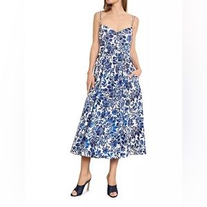 NWT La Ligne tracy bustier sleeveless floral print dress in cobalt floral